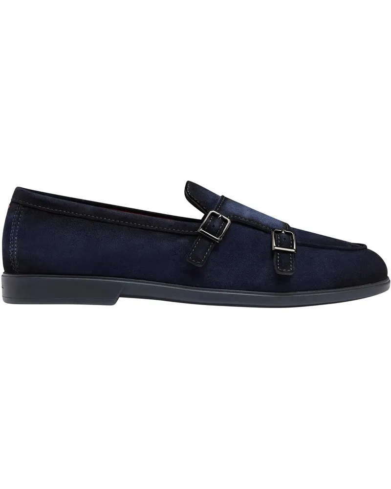 Santoni Loafer Navy Blue Almond Toe Moccasins weiß Weiß