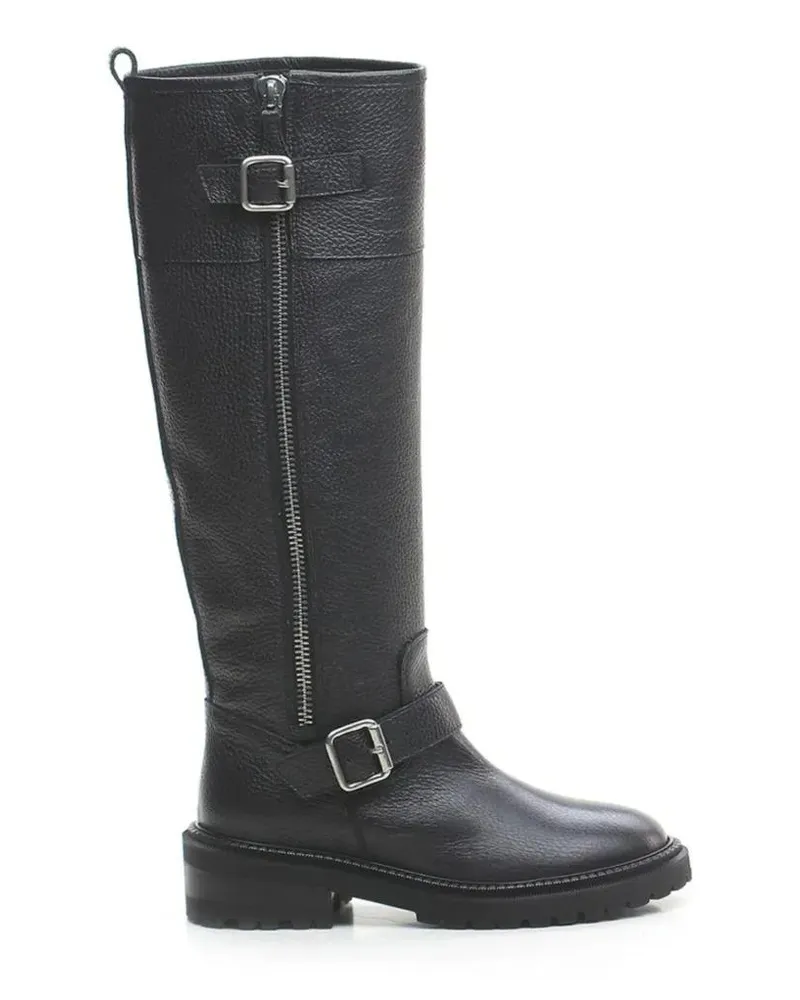 Via Roma 15 Stiefel Tall Biker Boots With Central Zip And Adjustable S schwarz Schwarz