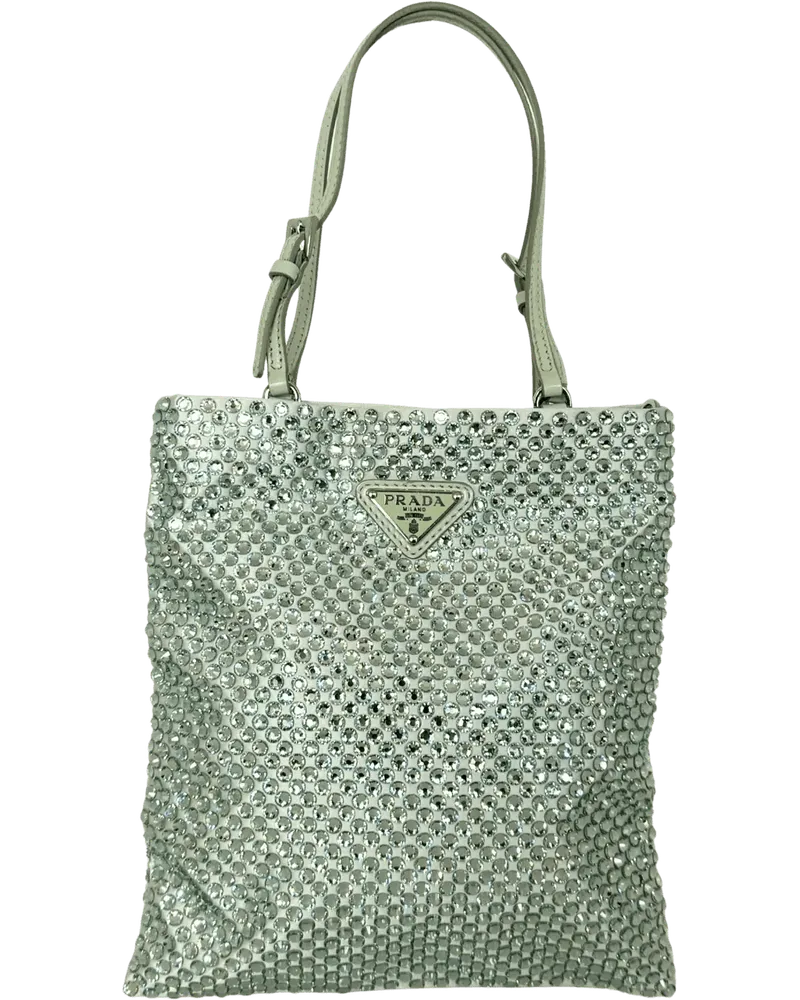 Prada Crossbody Bags  Handtasche aus Satin mit Kristallverzierung grün Grün
