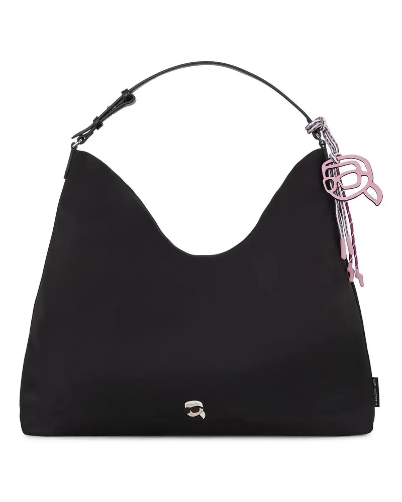 Karl Lagerfeld Hobo Bags Ikon Hobo-Tasche aus Nylon schwarz Schwarz