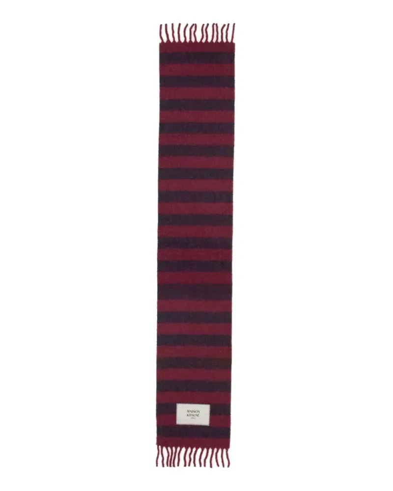 Kitsuné Caps & Mützen Classic Striped Scarf With Logo Tag bunt Bunt
