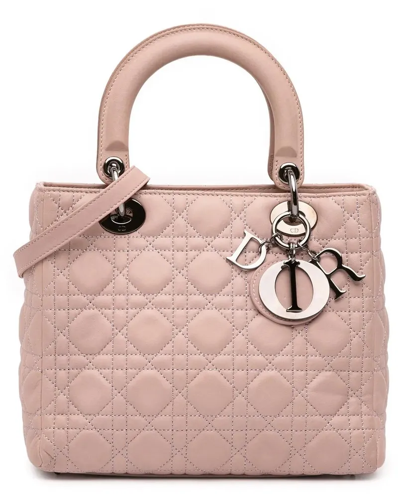 Dior Hobo Bags Medium Lambskin Cannage Lady Dior rosa Gold