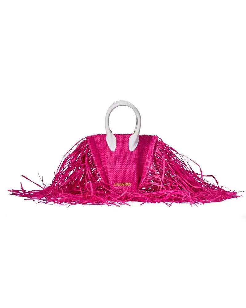 Jacquemus Crossbody Bags Le Baci Petit Raffia Handbag pink Rosa