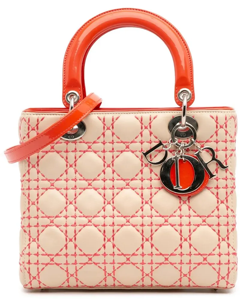 Dior Hobo Bags Medium Lambskin Cannage Stitched Lady Dior braun Braun