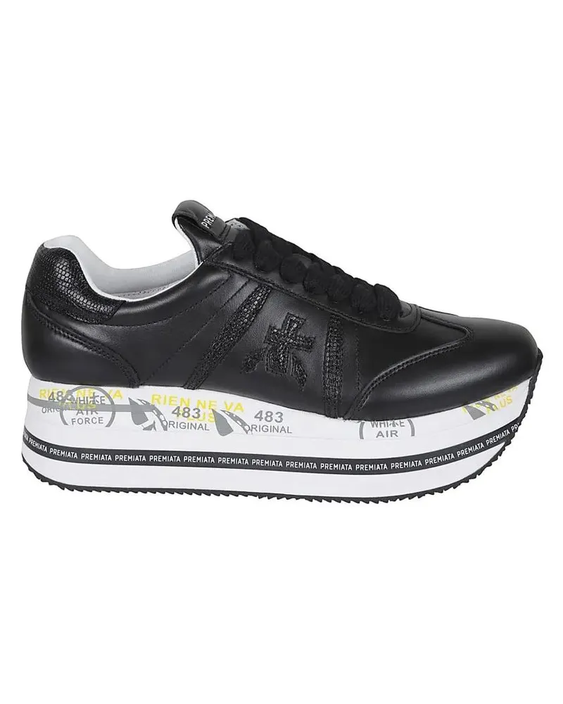 Premiata Low-Top Sneaker Maxi Sole Sneakers With Embossed Reptile-Effect Lo schwarz Schwarz