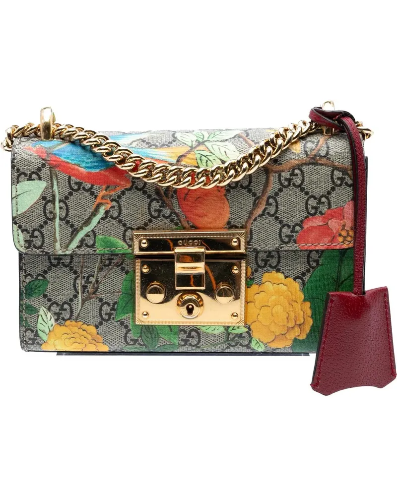 Gucci Hobo Bags Small GG Supreme Tian Padlock Crossbody braun Braun