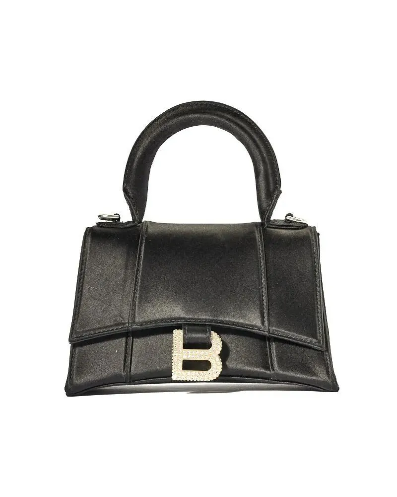 Balenciaga Crossbody Bags Hourglass Xs Swarovski Handbag - Satin Black schwarz Schwarz