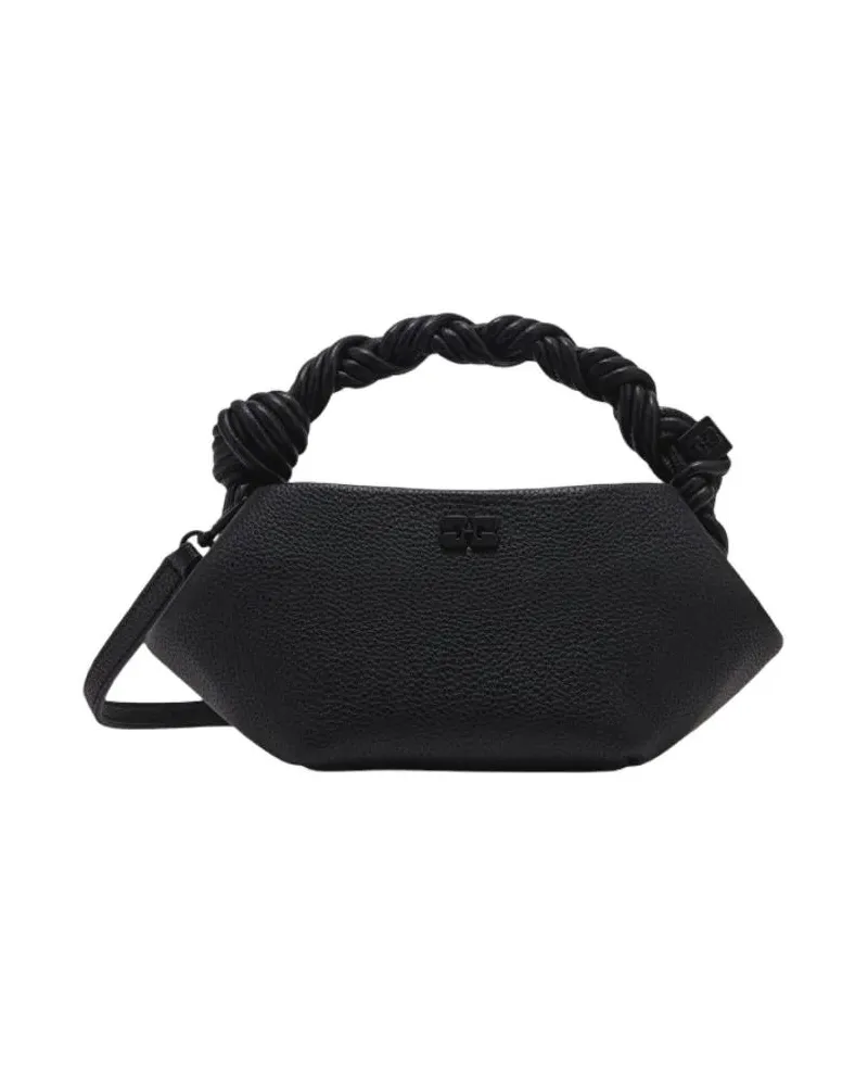 Ganni Hobo Bags Mini Grained Bou Bag schwarz Schwarz