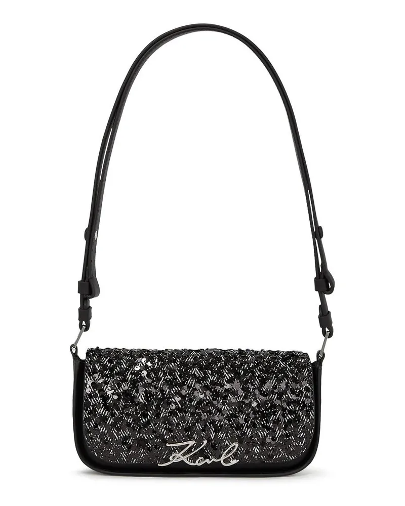 Karl Lagerfeld Crossbody Bags K/Signature Umhängetasche mit Pailletten silberfarben Silber