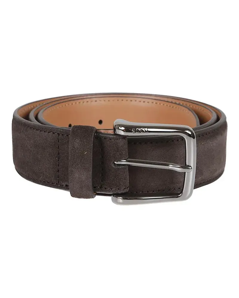 TOD'S Gürtel Dark Brown Suede Belt braun Braun