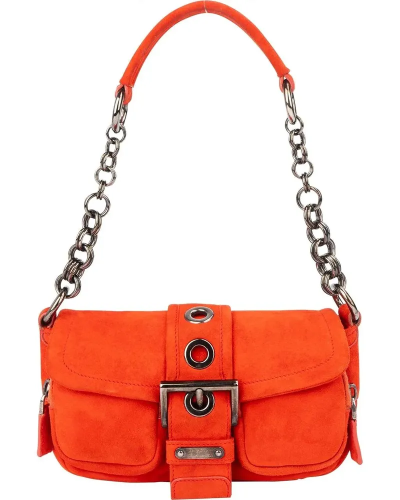 Prada Crossbody Bags  Orange Suede Triangle Shoulder Bag bunt Bunt