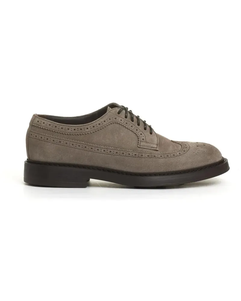 Doucal´s Lace-Up Shoes With Holes In Dove-Grey Suede braun Braun