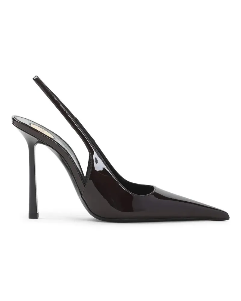 Saint Laurent Hohe Schuhe Brown Calf Leather Slingback Pumps With 11Cm Heel schwarz Schwarz