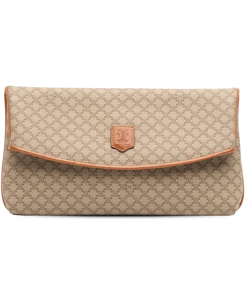 Celine Clutches Macadam Coated Canvas Clutch braun Braun