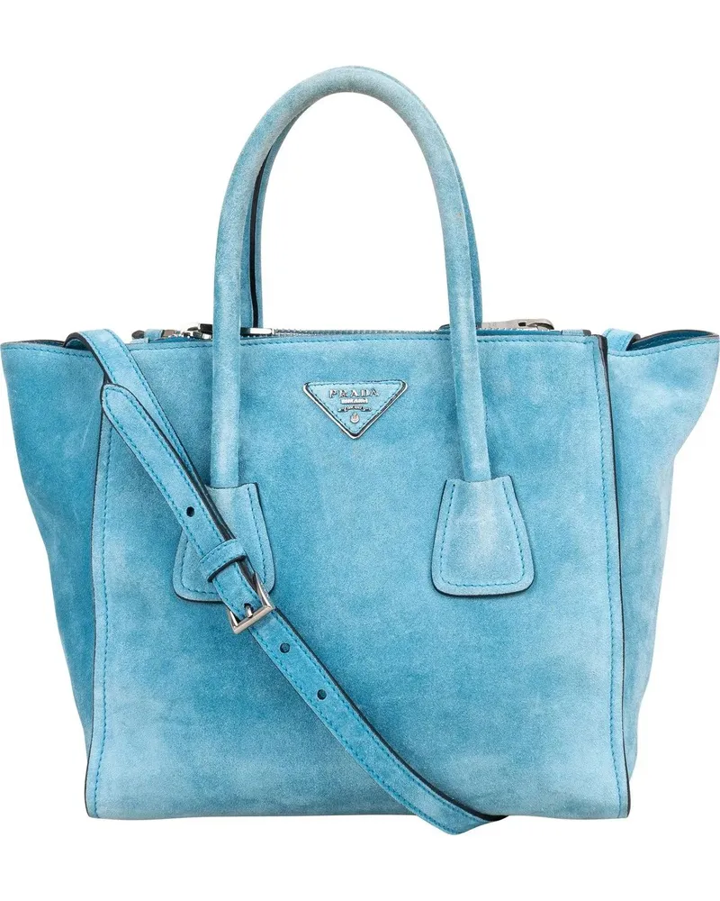 Prada Crossbody Bags  Bleu Suede Vitello Handbag blau Blau