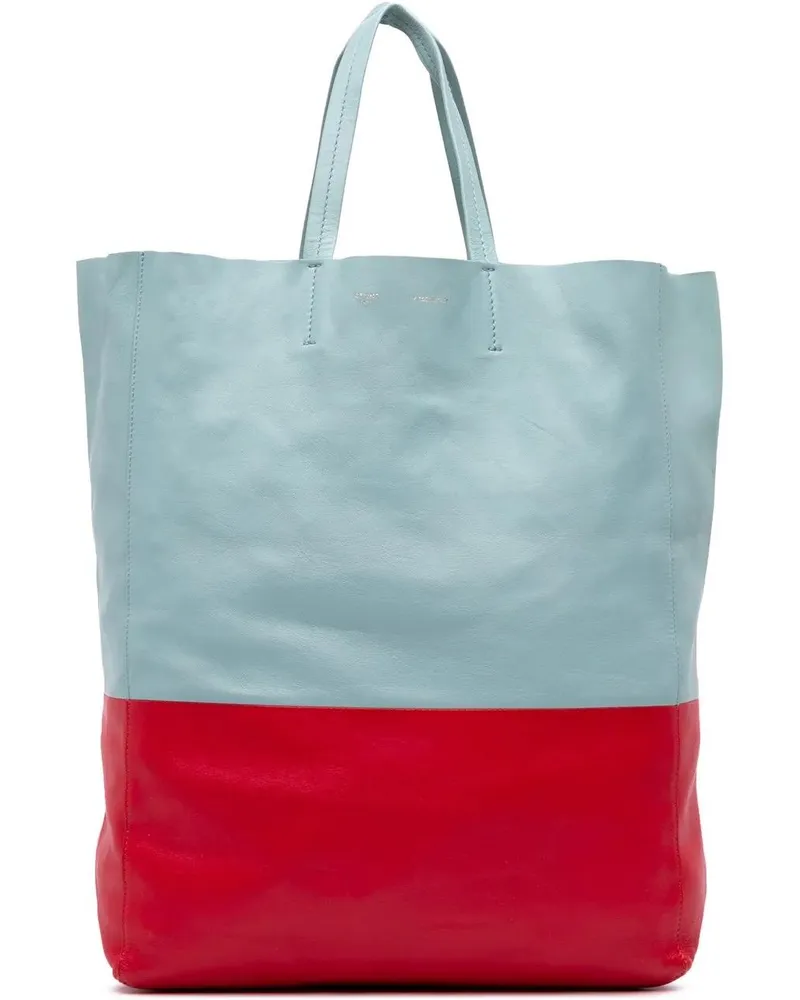 Celine Shopper Bicolor Leather Vertical Cabas Tote blau Blau