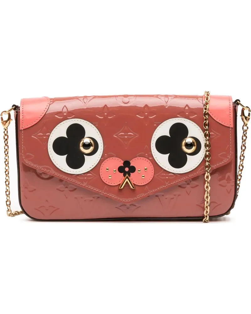 Louis Vuitton Hobo Bags Monogram Vernis Pochette Felicie Valentine Dog rosa Gold