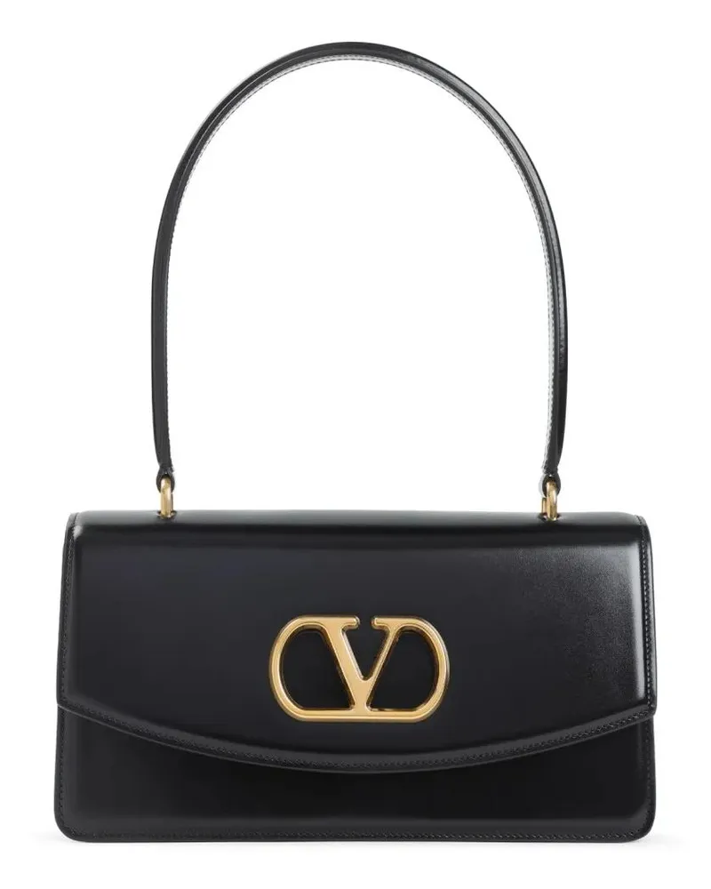 Valentino Garavani Hobo Bags Black Calf Leather Vain Top Handle Bag schwarz Schwarz