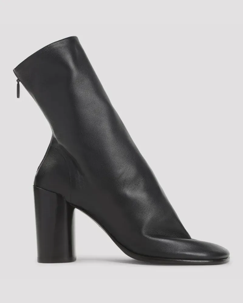 Christophe Lemaire Stiefel Mid-Calf Black Lamb Leather Boots With Block Heel schwarz Schwarz