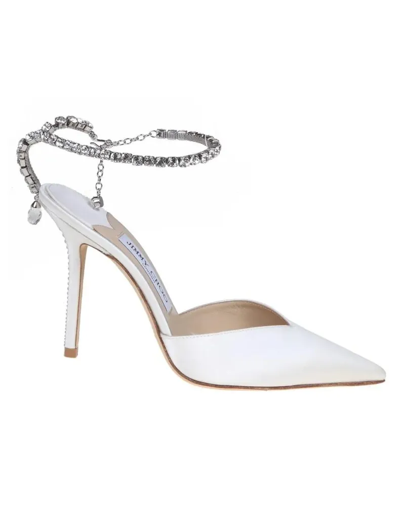 Jimmy Choo Hohe Schuhe Slingback Saeda 100 In Satin weiß Weiß