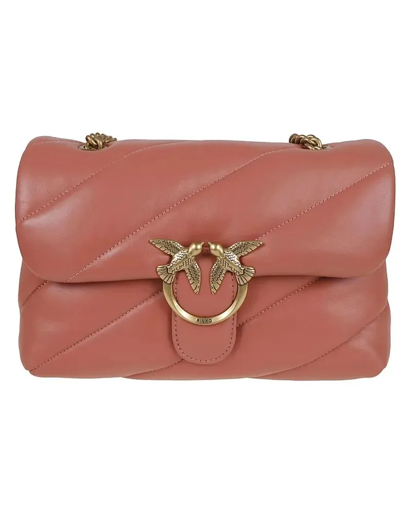 Pinko Hobo Bags Quilted Brown Leather Shoulder Bag rot Rot
