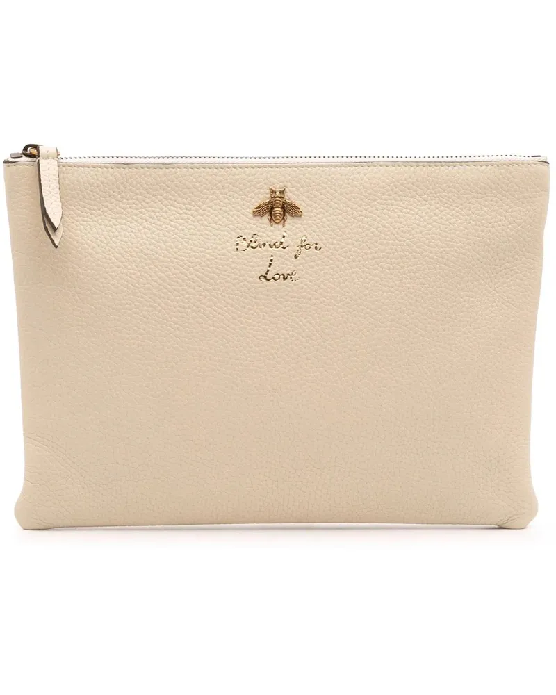 Gucci Clutches Leather Blind For Love Clutch weiß Weiß