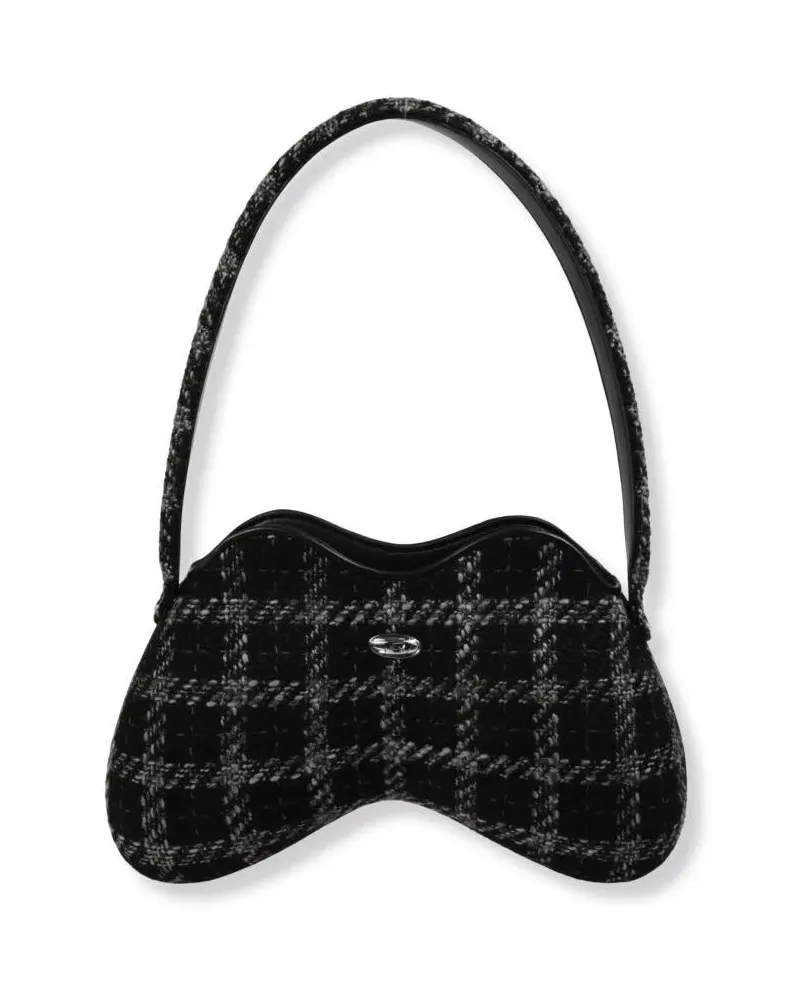 Diesel Hobo Bags Double-Strap Structured Shoulder Bag With Textured schwarz Schwarz