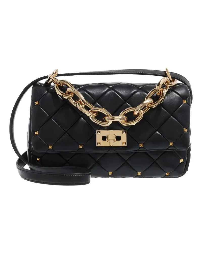 Valentino Garavani Crossbody Bags Rockstud Spike Foldover Top Shoulder Bag schwarz Schwarz