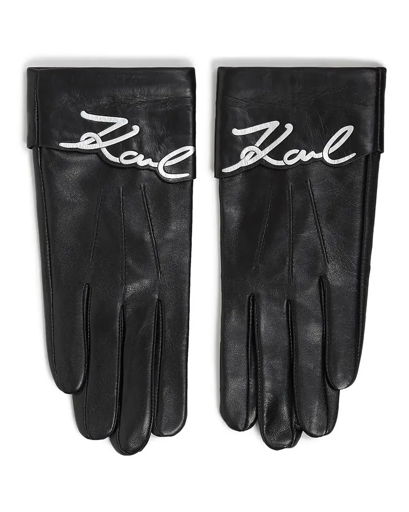 Karl Lagerfeld Handschuhe K/SIGNATURE LEDERHANDSCHUHE schwarz Schwarz