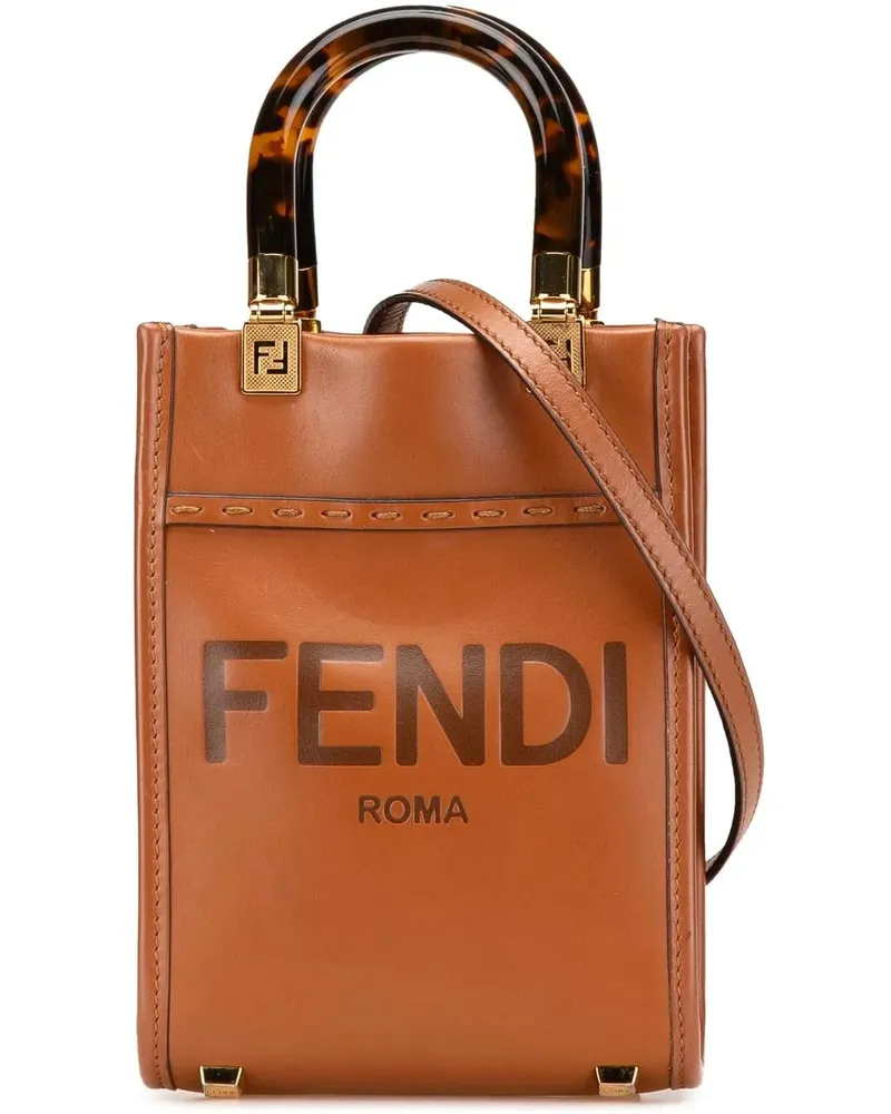 Fendi Hobo Bags Mini Leather Sunshine Shopper Tote braun Braun