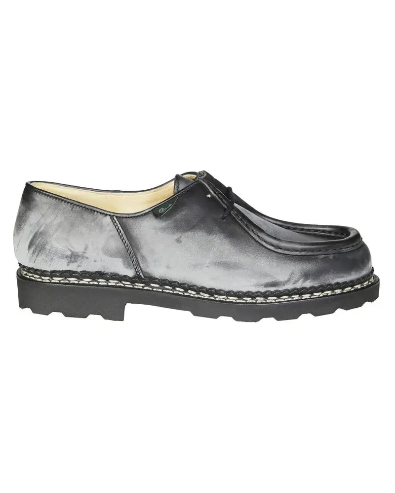 Paraboot Loafer Polished Leather Moccasin Shoes With Detailed Stit schwarz Schwarz