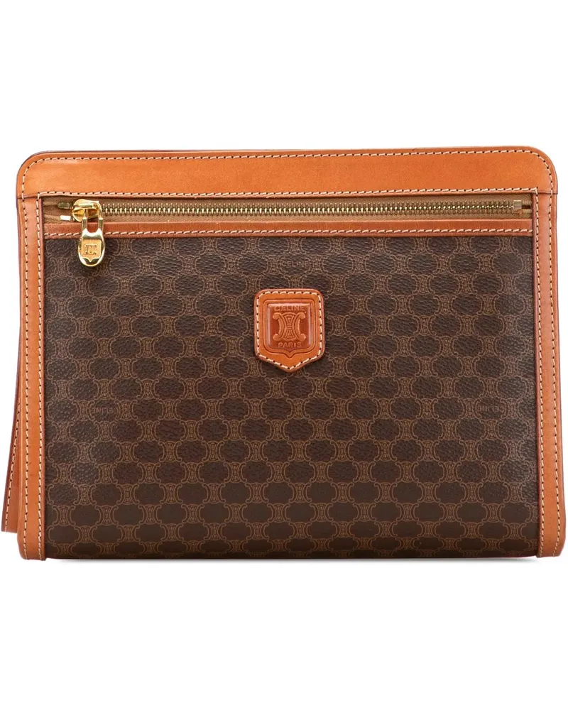 Celine Clutches Macadam Coated Canvas Clutch braun Braun