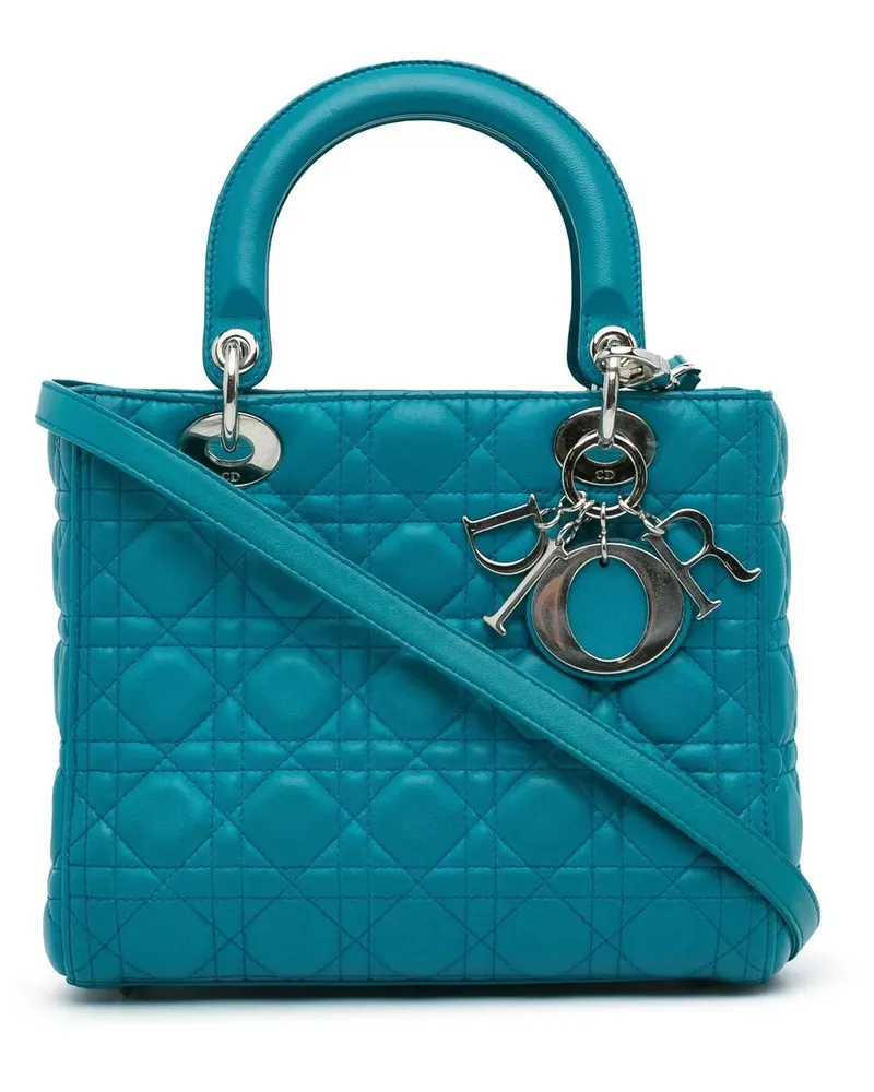 Dior Hobo Bags Medium Lambskin Cannage Lady Dior blau Blau