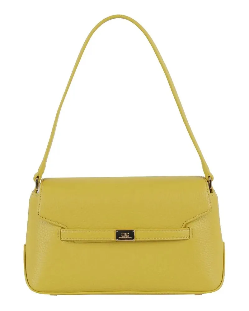 Elisabetta Franchi Hobo Bags Textured Finish Shoulder Bag With Logo-Embellished gelb Gelb