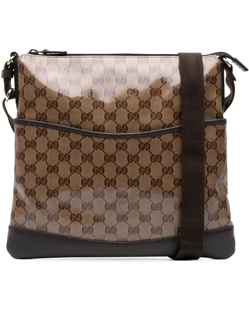 Gucci Hobo Bags GG Crystal Flat Messenger Bag braun Braun