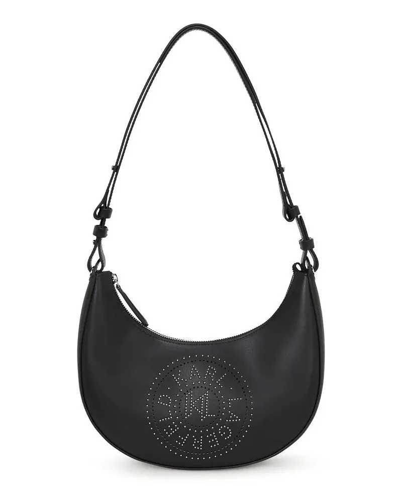 Karl Lagerfeld Hobo Bags K/Circle mondförmige Schultertasche mit Nieten schwarz Schwarz