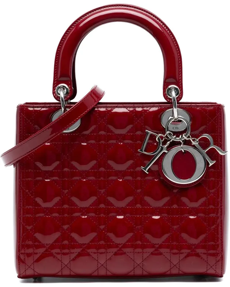 Dior Hobo Bags Medium Patent Cannage Lady Dior rot Rot