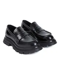 Alexander McQueen Loafers & Ballerinas Black Brushed Calf Leather Loafers Schwarz