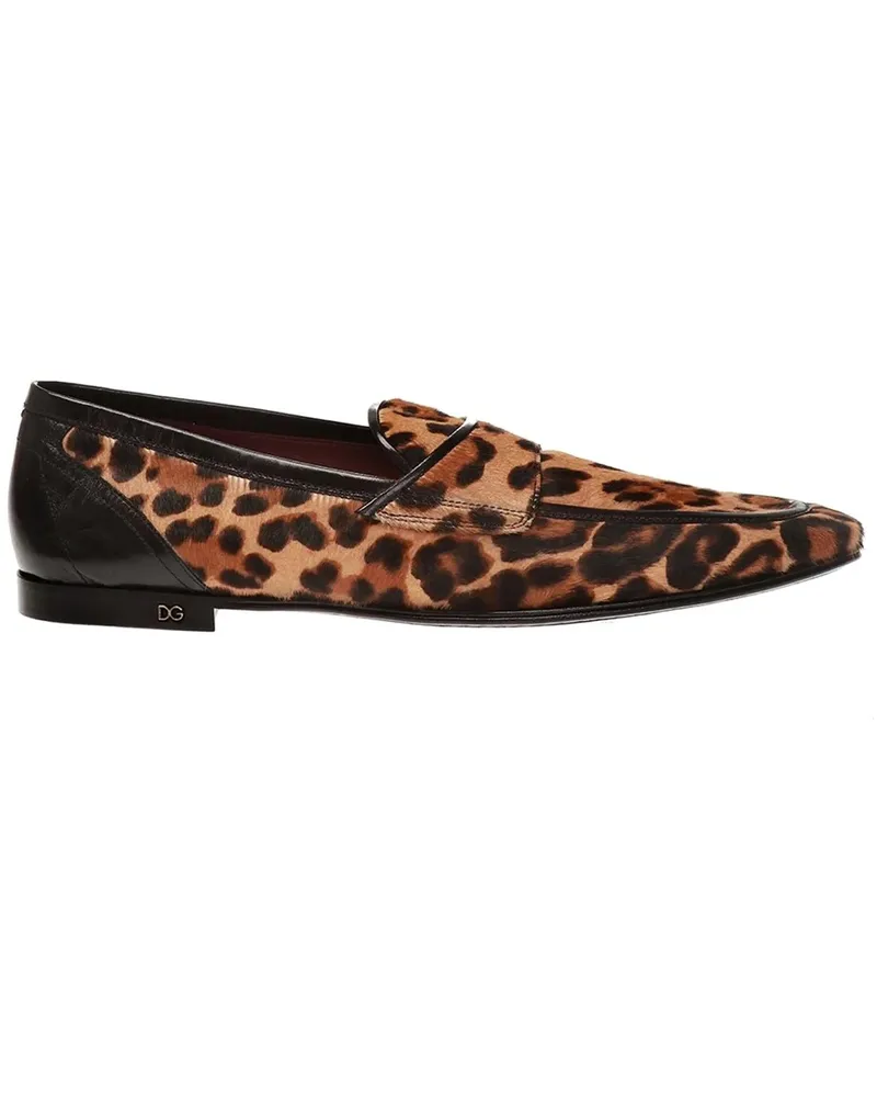 Dolce & Gabbana Loafer Dolce & Gabbana Leopard Print Pony Hair Loafers braun Braun