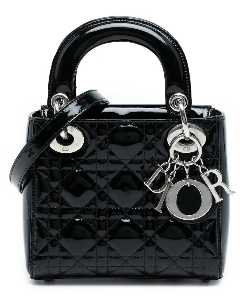 Dior Hobo Bags Mini Patent Cannage Lady Dior schwarz Schwarz