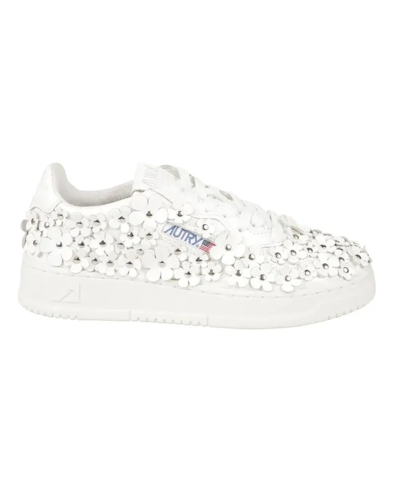 AUTRY Low-Top Sneaker Low-Top White Sneakers With Floral Embellishments weiß Weiß