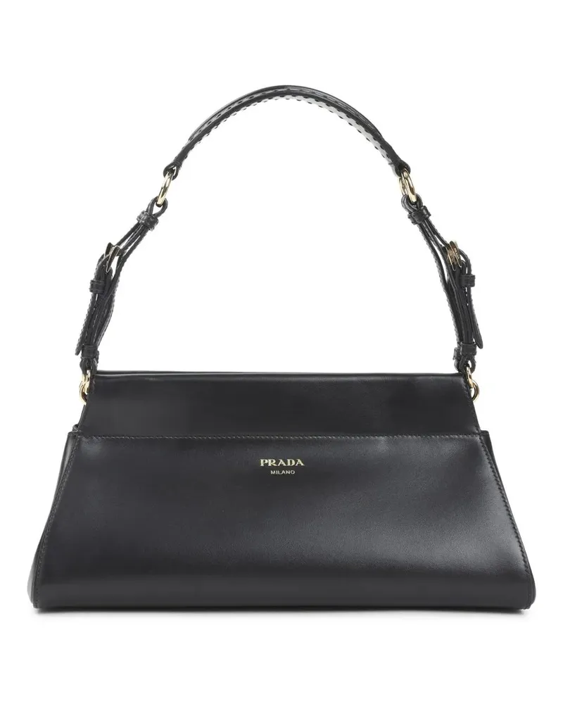 Prada Hobo Bags Rectangular Black Calf Leather Handbag schwarz Schwarz