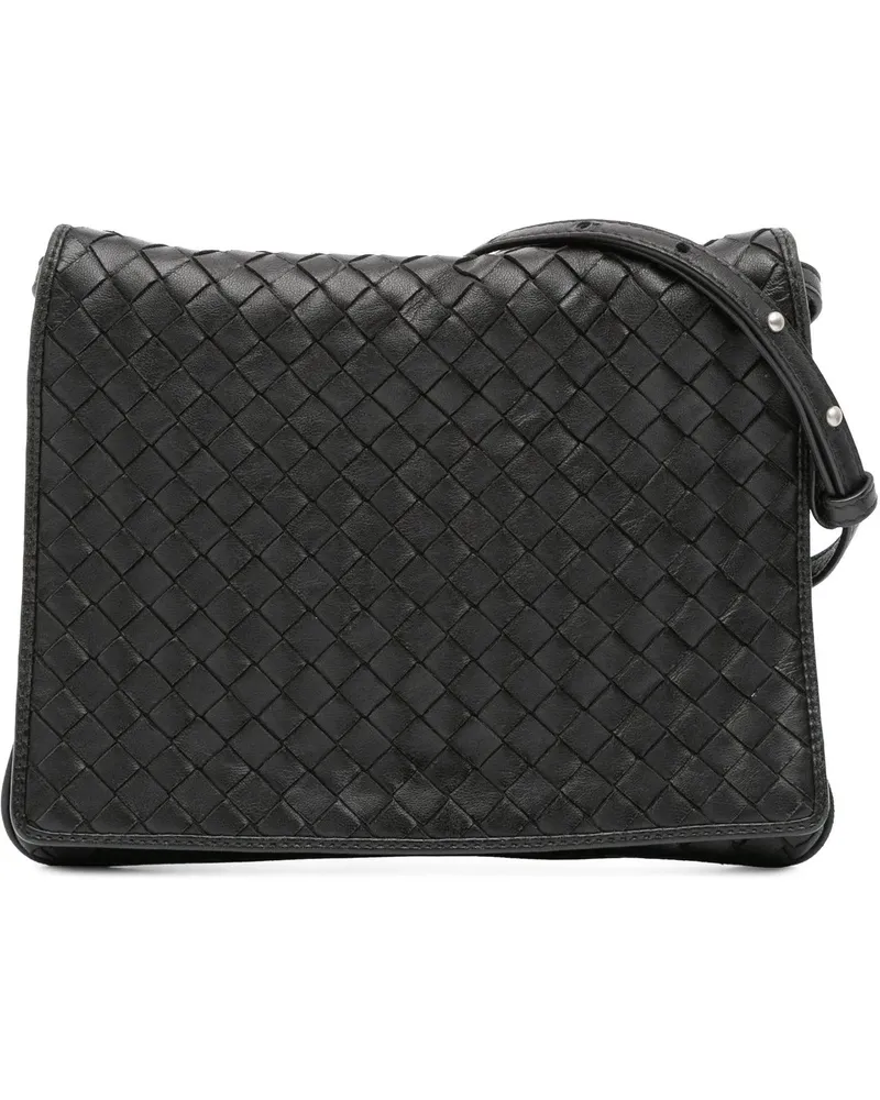 Bottega Veneta Hobo Bags Nappa Intrecciato Flap Crossbody schwarz Schwarz