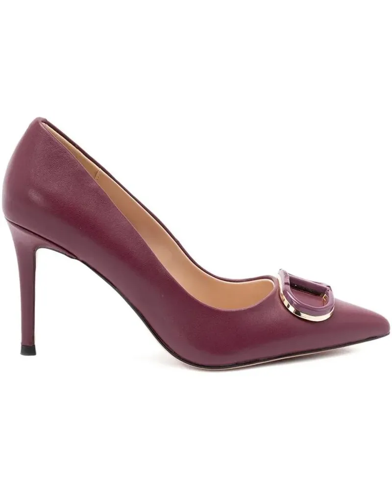 Twin-Set Hohe Schuhe Bordeaux Leather Pumps With Decorative Buckle Deta rot Rot