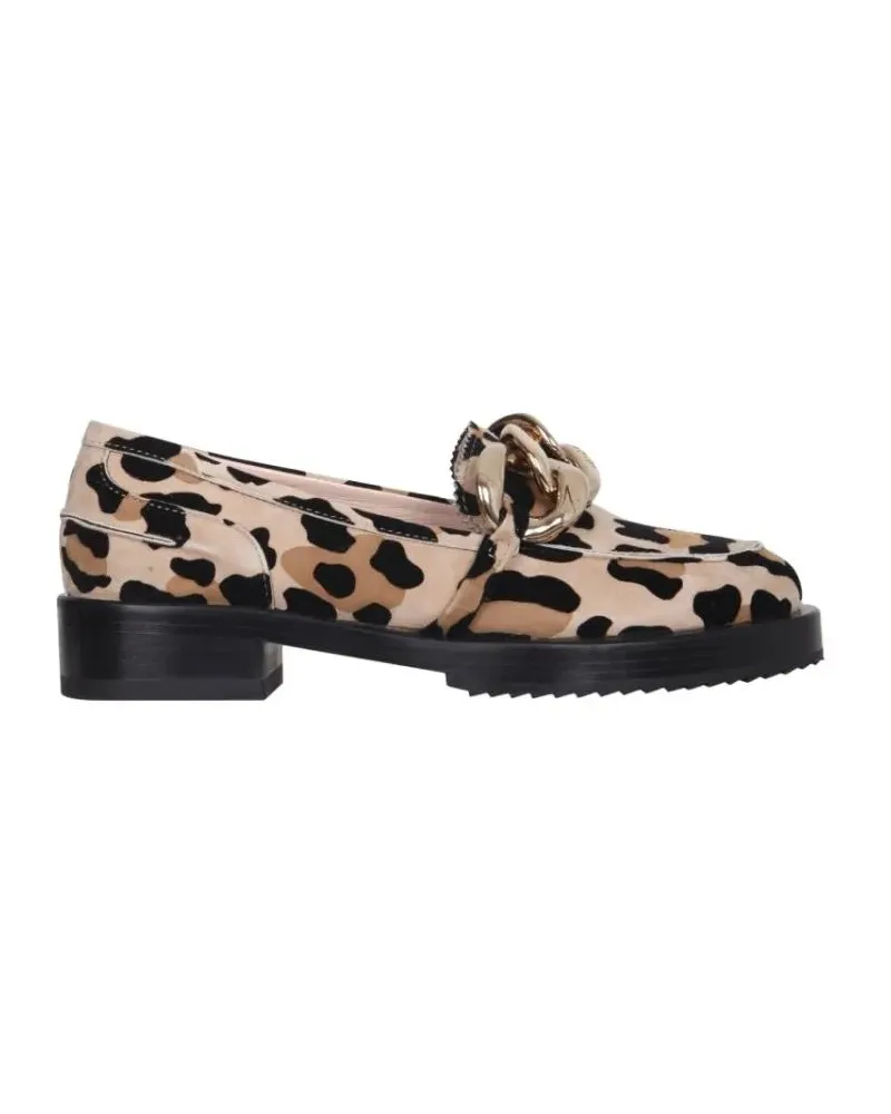 N° 21 Leopard Print Moccasins With Statement Chain schwarz Schwarz