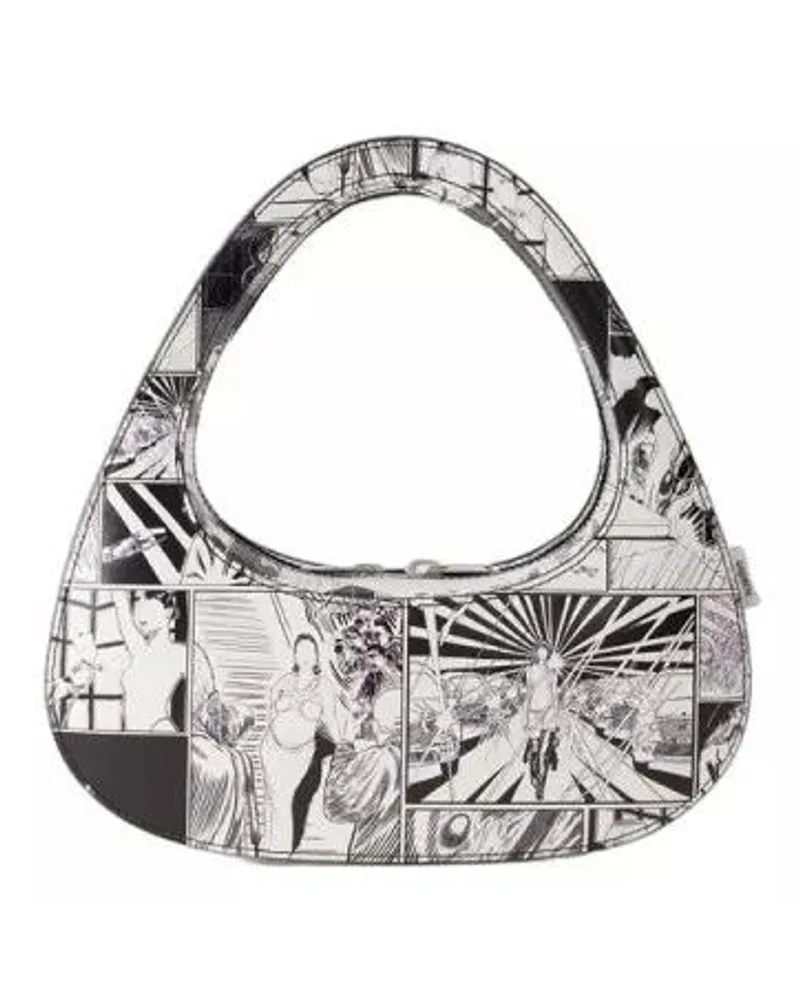 COPERNI Crossbody Bags Comic Print Baguette Swipe Bag - Leather - Black Schwarz