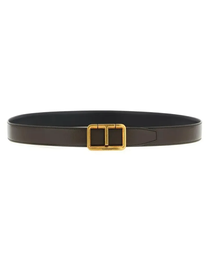 Tom Ford Gürtel Antique Buckle Reversible Belt schwarz Schwarz
