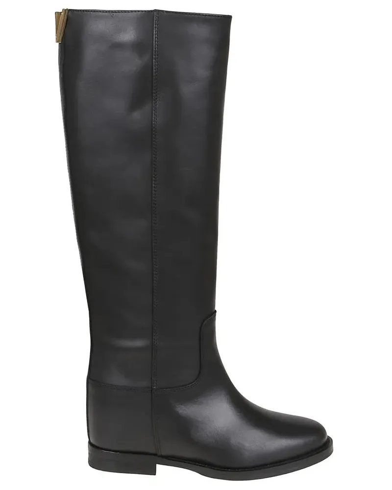 Via Roma 15 Stiefel Knee-High Calf Leather Boots schwarz Schwarz
