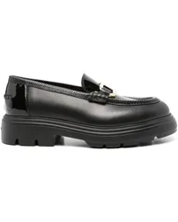 Ferragamo Loafers & Ballerinas Gancini-Plaque Black Moccasins Schwarz