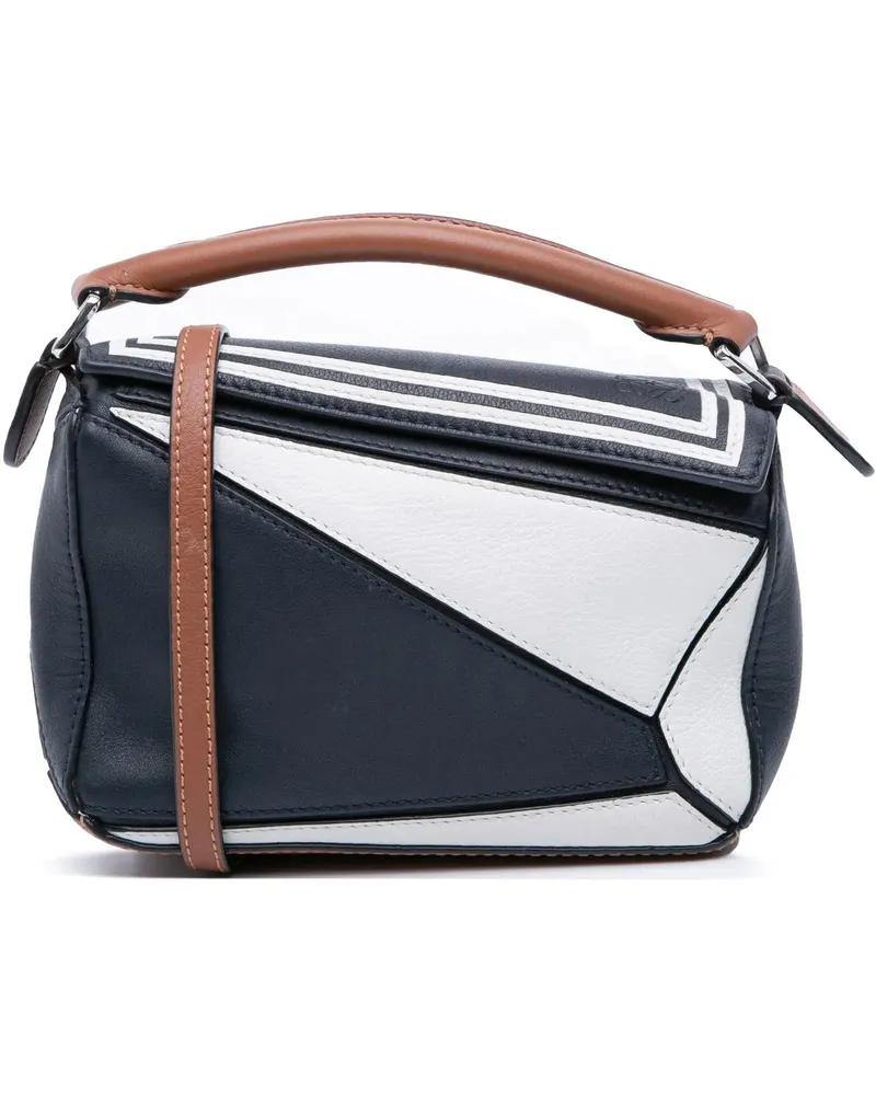 Loewe Hobo Bags Mini Tricolor Calfskin Sailor Puzzle Satchel blau Blau